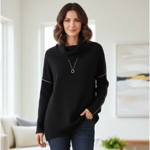 Calvin Klein Sweater NWT Black Knit Cowl Neck Pullover Womens Size L